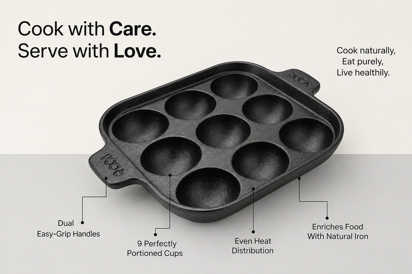 ROCA Cast Iron Paniyarakkal | 9 Pit x 5cm