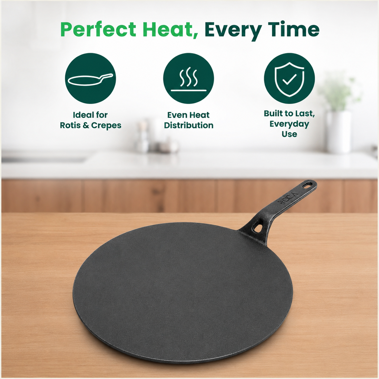 ROCA Cast Iron Flat Multi Tawa | 11.8" | 30cm