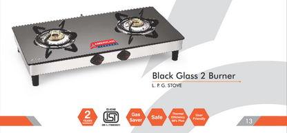 American Standard Black Glass 2 Burner – LPG Stove