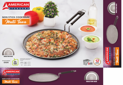 American Standard Small Multi Tawa – Non-Stick Cookware with Induction Base (4mm)