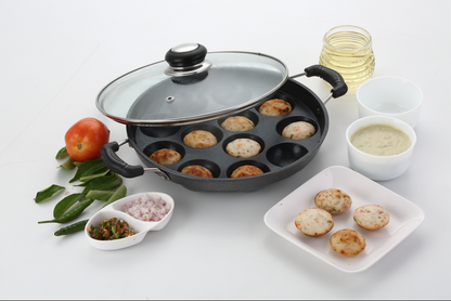 American Standard Non-Stick Appam Patra – 12 Cup (With Lid & Handle)