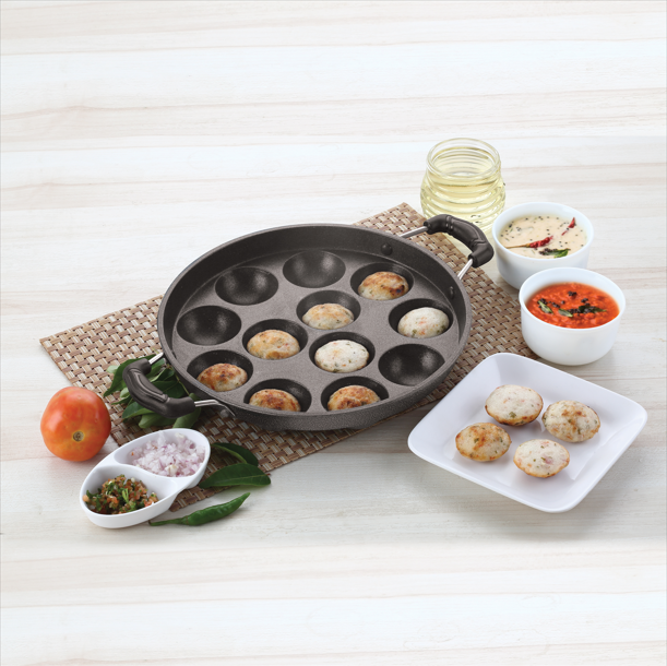 American Standard Non-Stick Appam Patra – 12 Cup (With Lid & Handle)