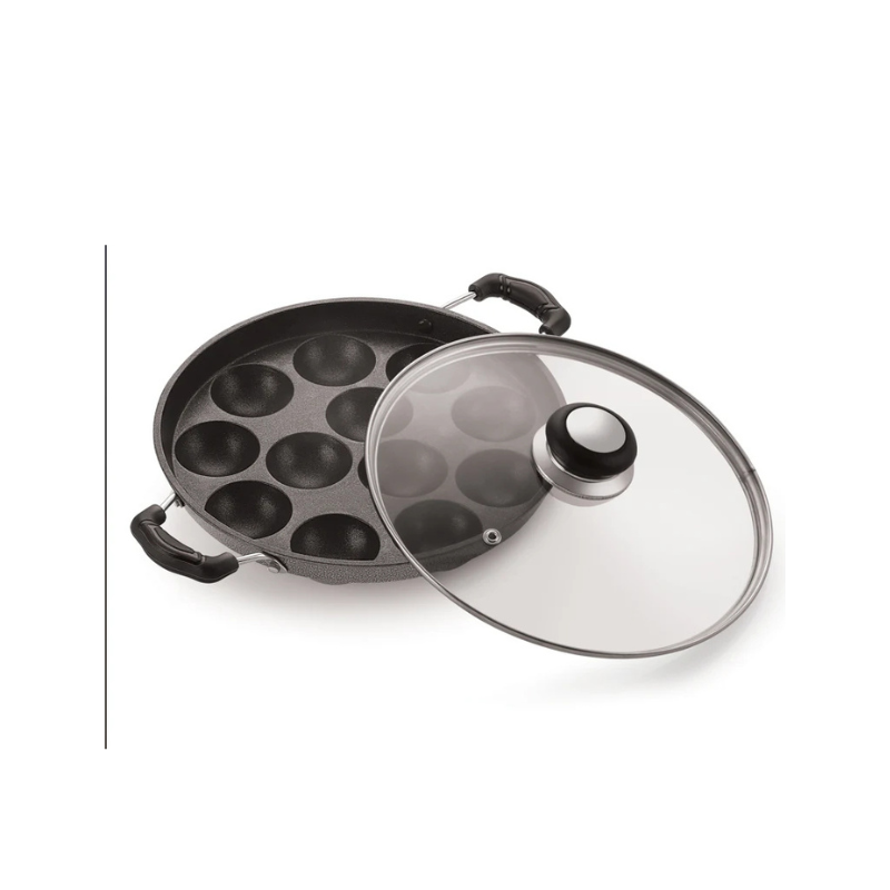 American Standard Non-Stick Appam Patra – 12 Cup (With Lid & Handle)